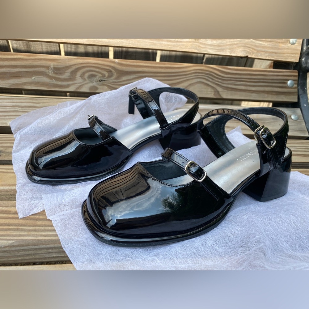 Brand New Shinny/Glossy Black Sandal Heels